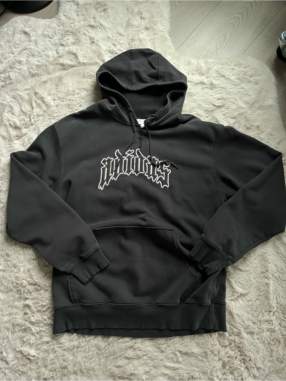 Vintage Adidas Distressed Gothic Logo Hoodie